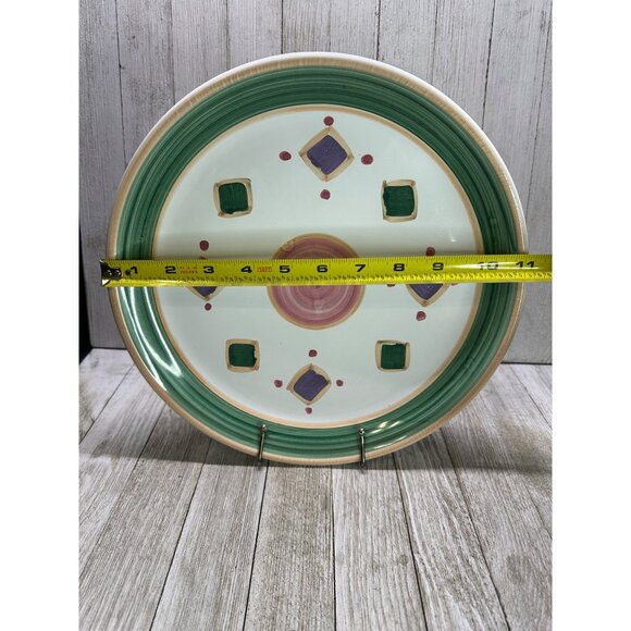 Vtg Caleca Belvidere Geometric Dinner Plate Hand Painted Italy 11" DIA Set of 2 - Picture 5 of 7